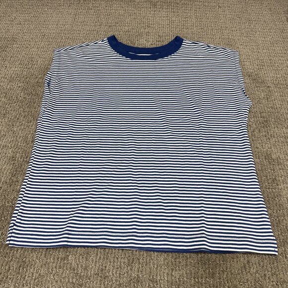 Loft Top Blue White Striped Cap Sleeve Women’s Size XS - Picture 3 of 11